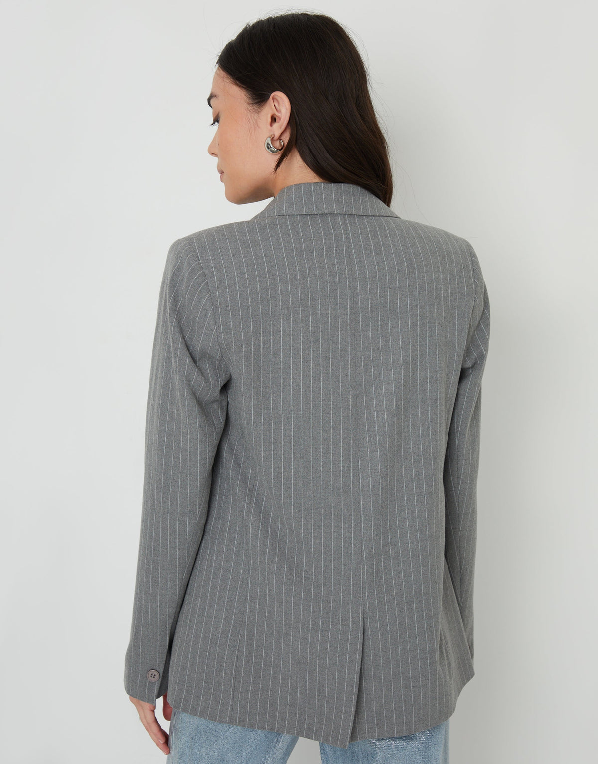 Women's Grey Pinstripe Lined Blazer Eco Trendt. shop