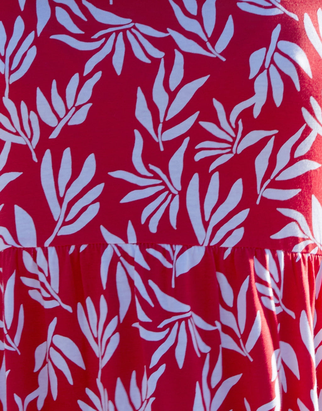 Women's Red Leaf Print Jersey Maxi Dress with Pockets Eco Trendt. shop