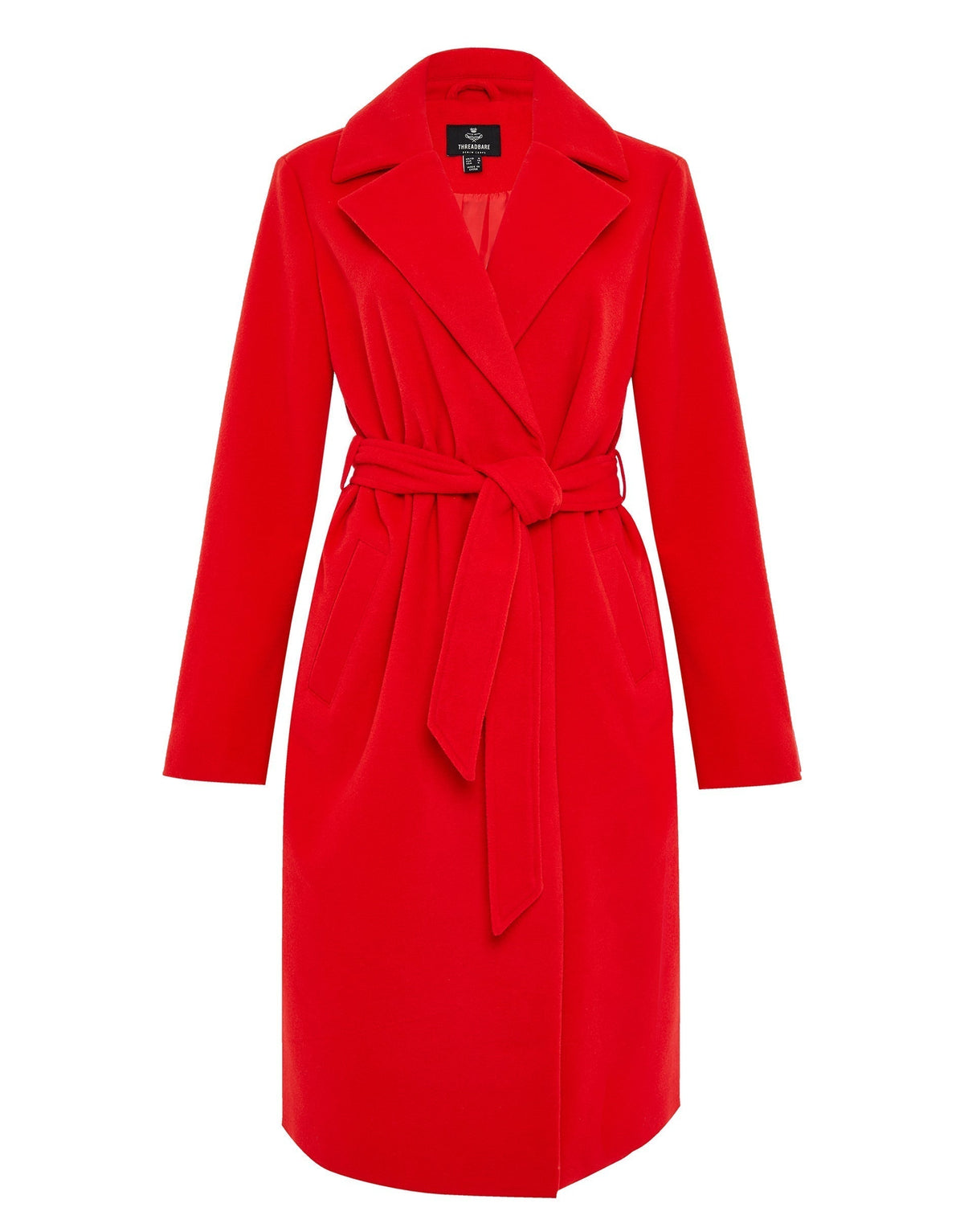 Women's Red Collared Belted Formal Coat Eco Trendt. shop