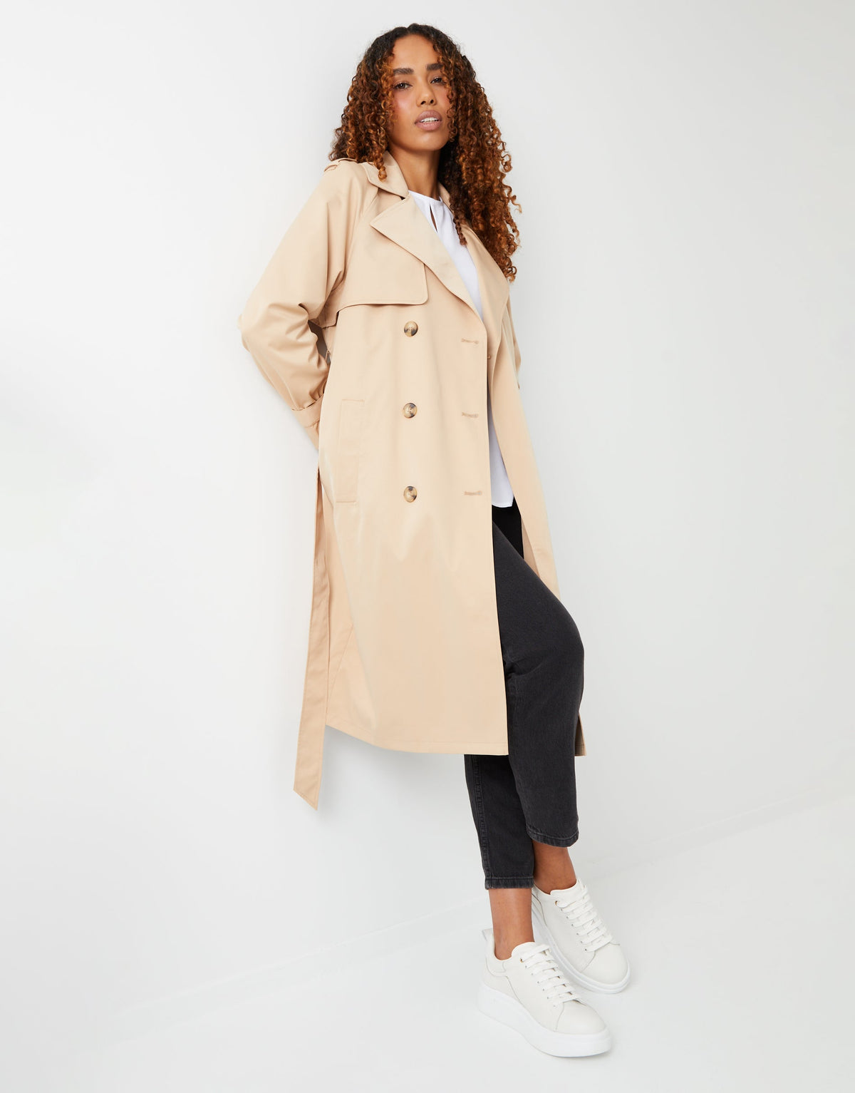 Women's Stone Double Breasted Trench Coat Eco Trendt. shop