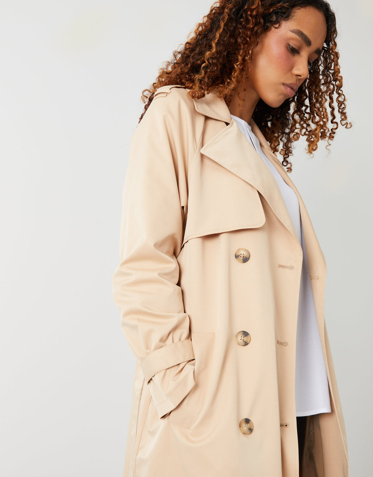 Women's Stone Double Breasted Trench Coat Eco Trendt. shop