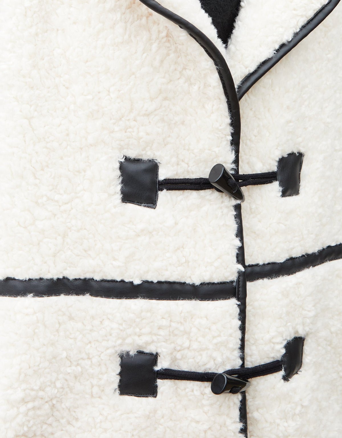 Women's Ecru Longline Fleece Borg Toggle Coat Eco Trendt. shop
