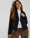 Women's Black Double Breasted Cropped Trench Coat Eco Trendt. shop