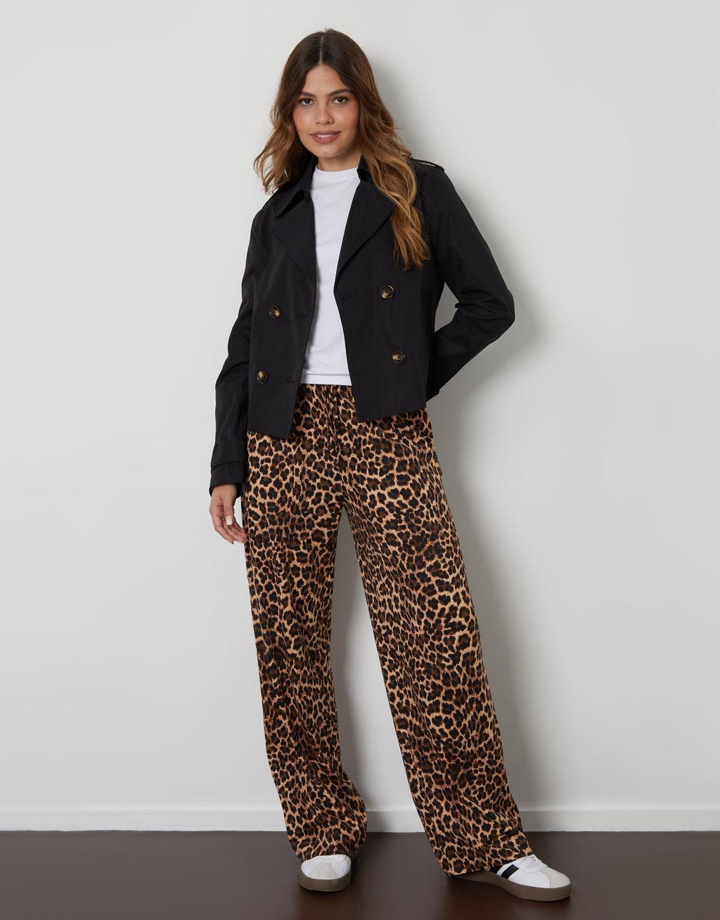 Women's Black Double Breasted Cropped Trench Coat Eco Trendt. shop
