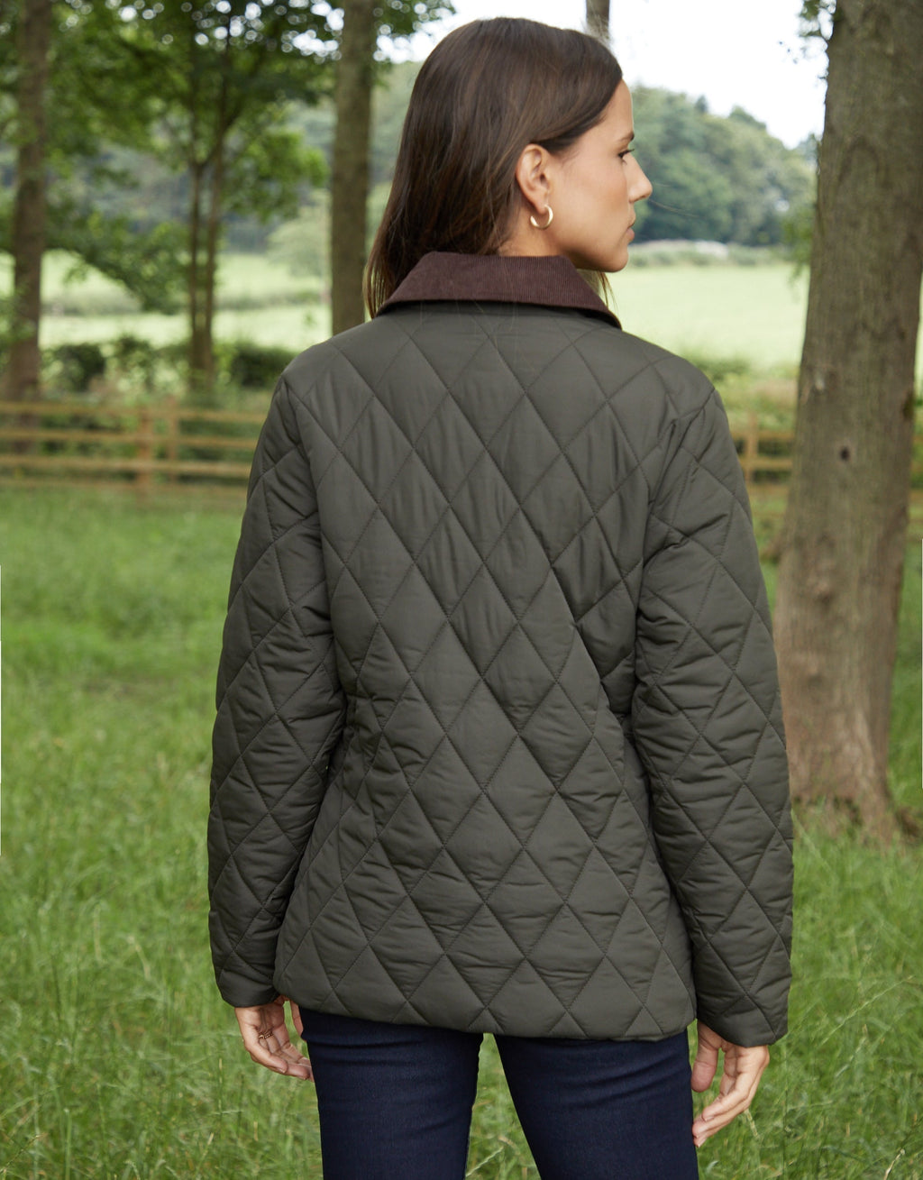 Women's Khaki Cord Collar Diamond Quilted Heritage Jacket Eco Trendt. shop