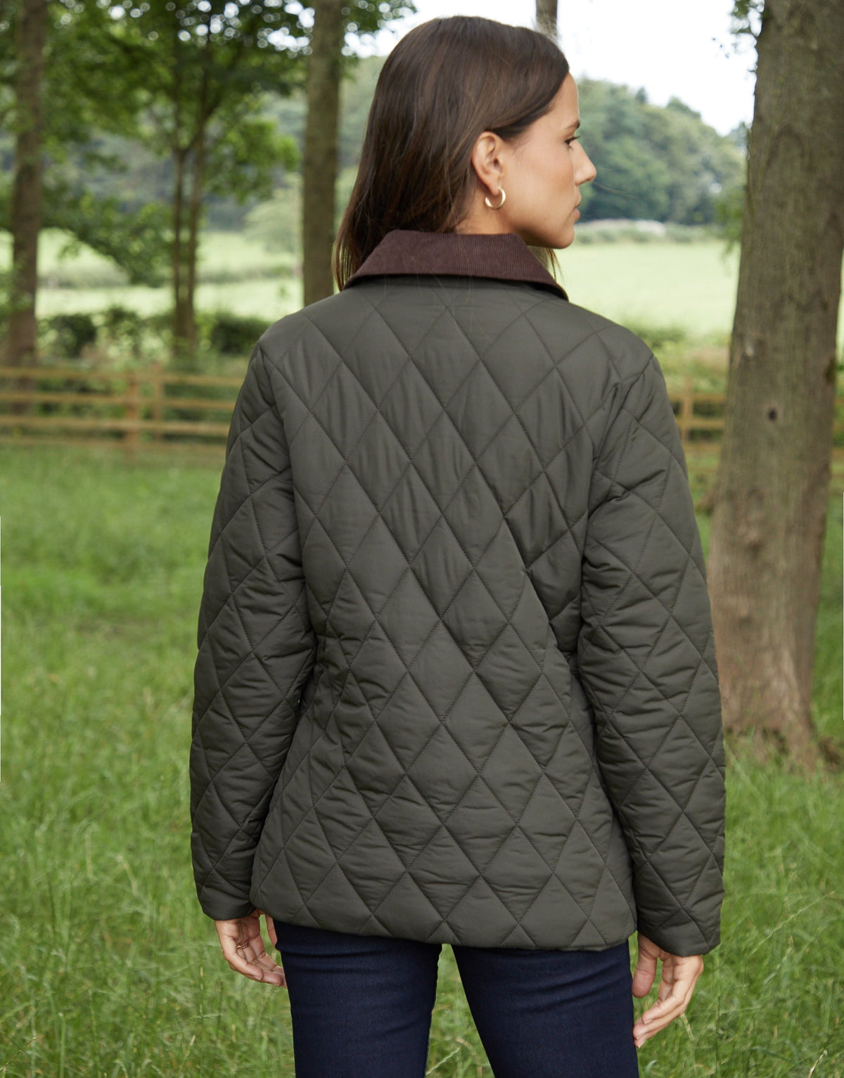 Women's Khaki Cord Collar Diamond Quilted Heritage Jacket Eco Trendt. shop