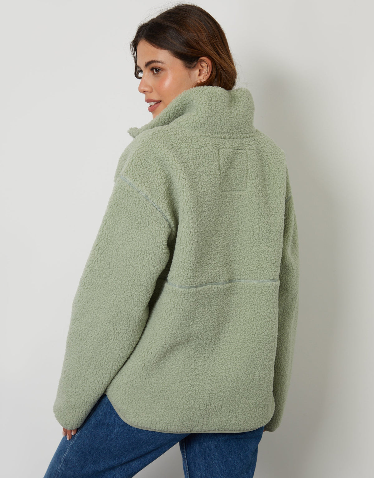 Women's Sage Half Zip Borg Fleece Eco Trendt. shop