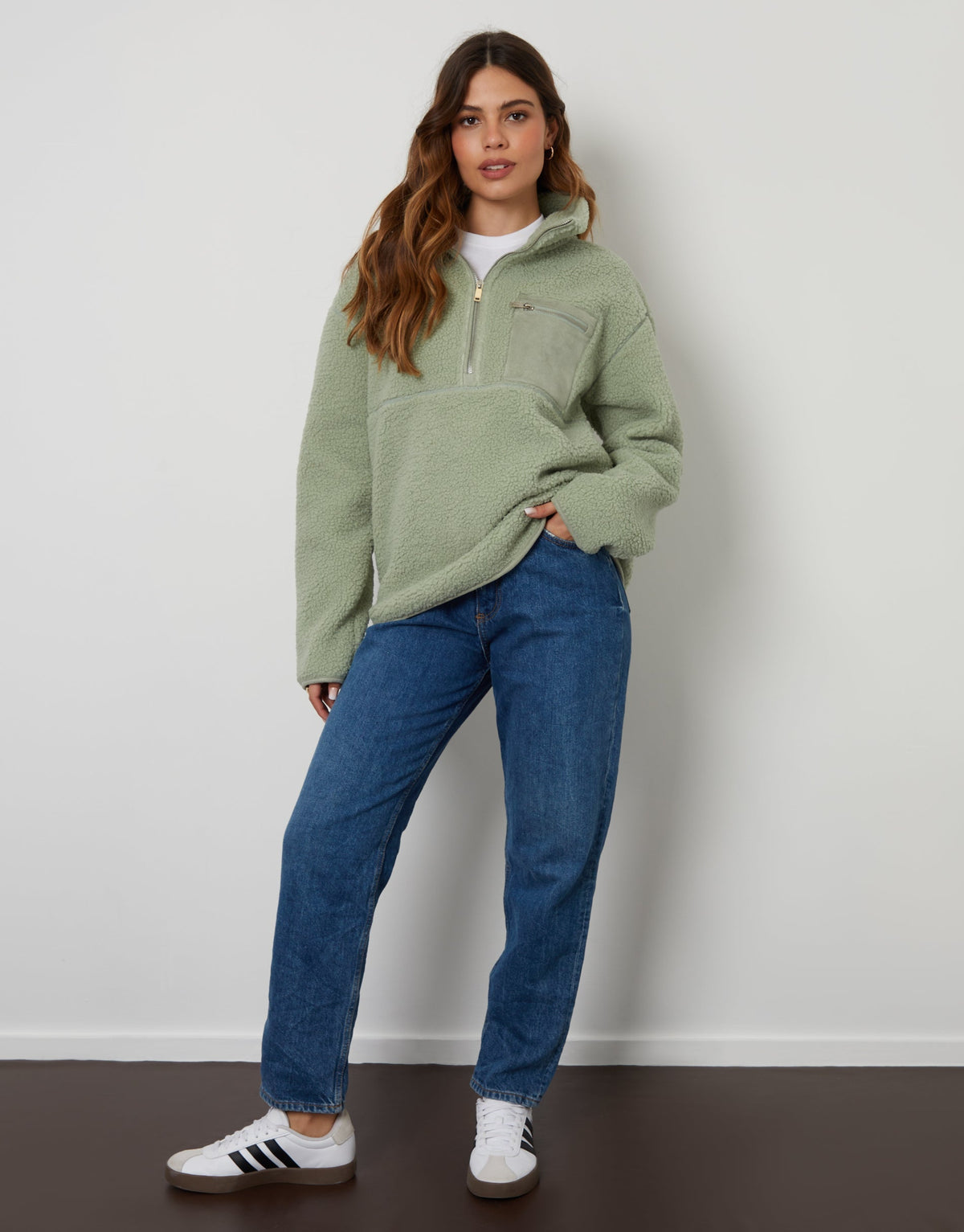 Women's Sage Half Zip Borg Fleece Eco Trendt. shop