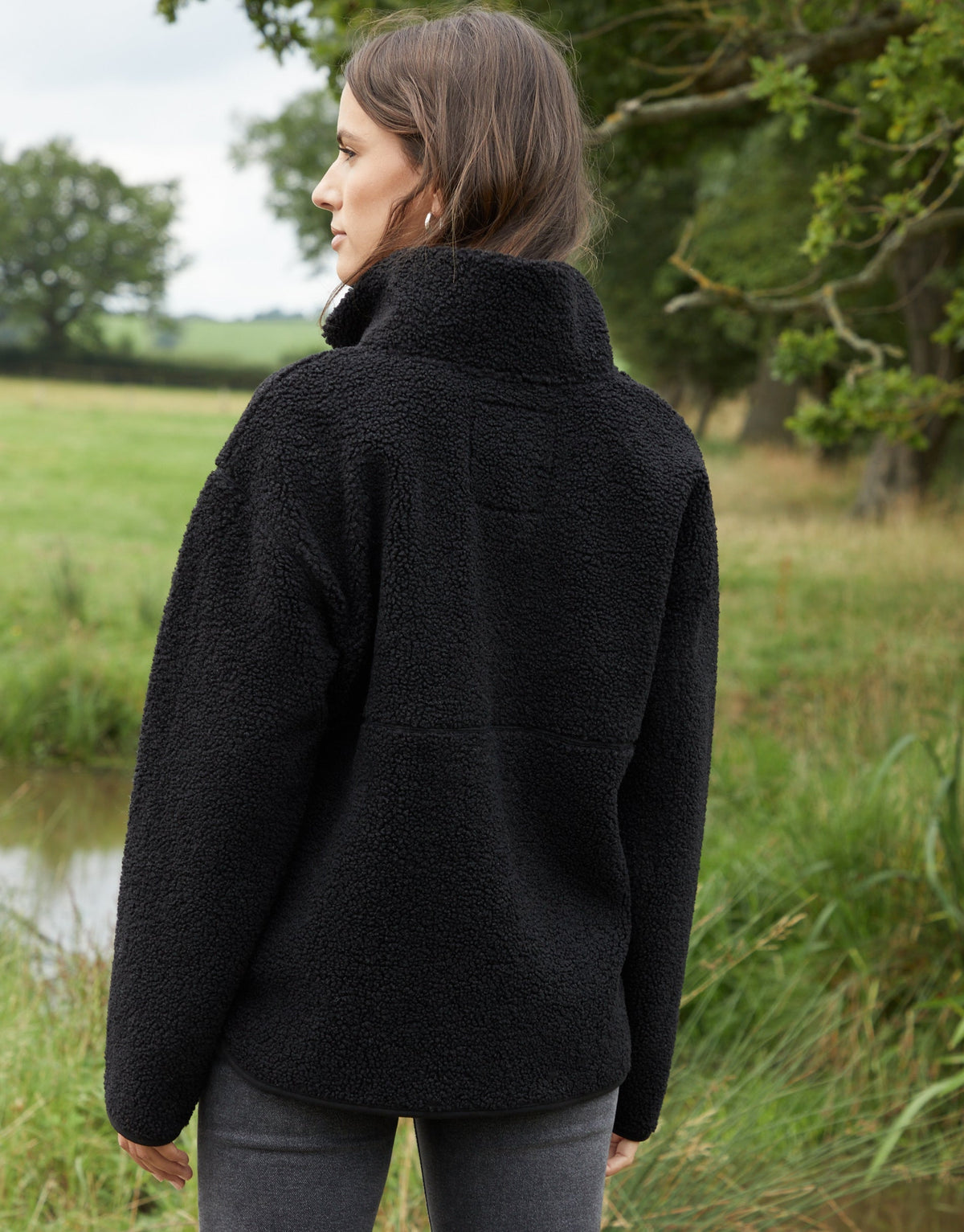 Women's Black Half Zip Borg Fleece Eco Trendt. shop
