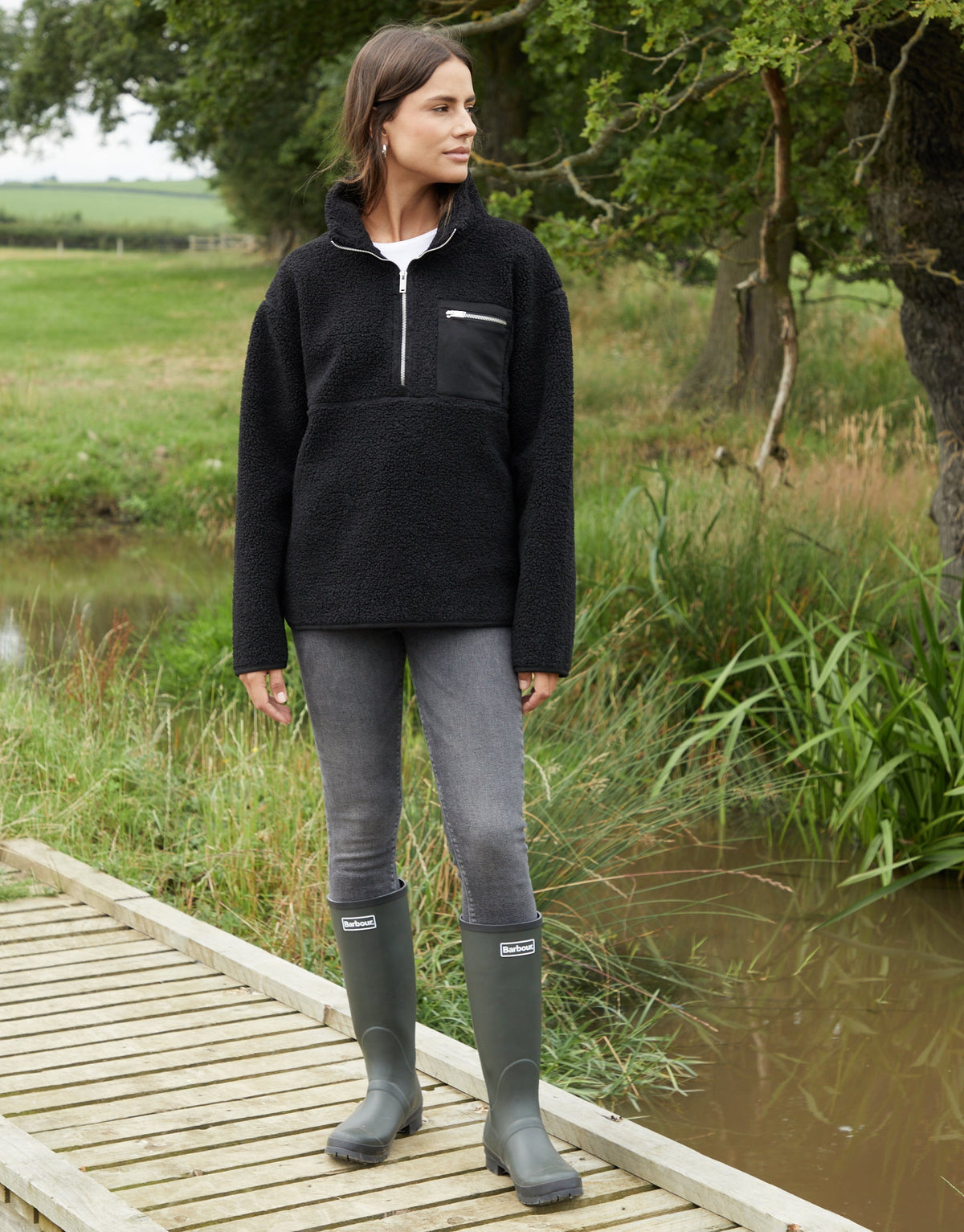 Women's Black Half Zip Borg Fleece Eco Trendt. shop