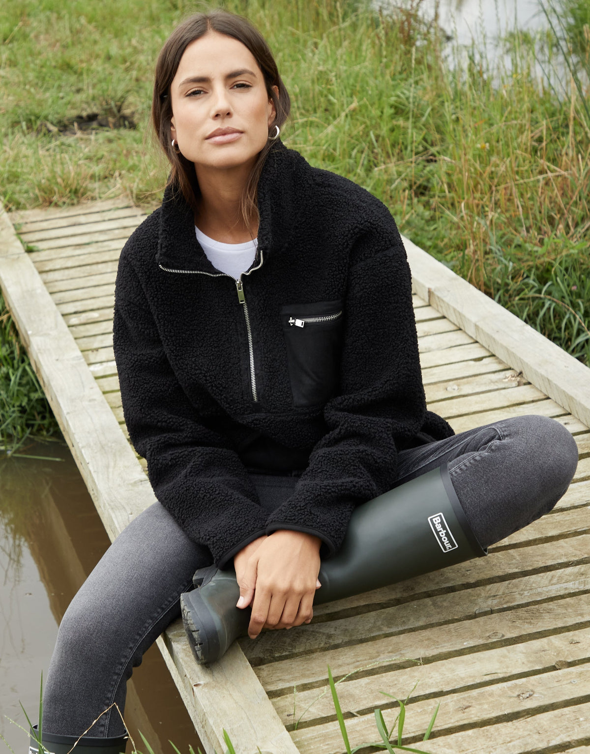 Women's Black Half Zip Borg Fleece Eco Trendt. shop