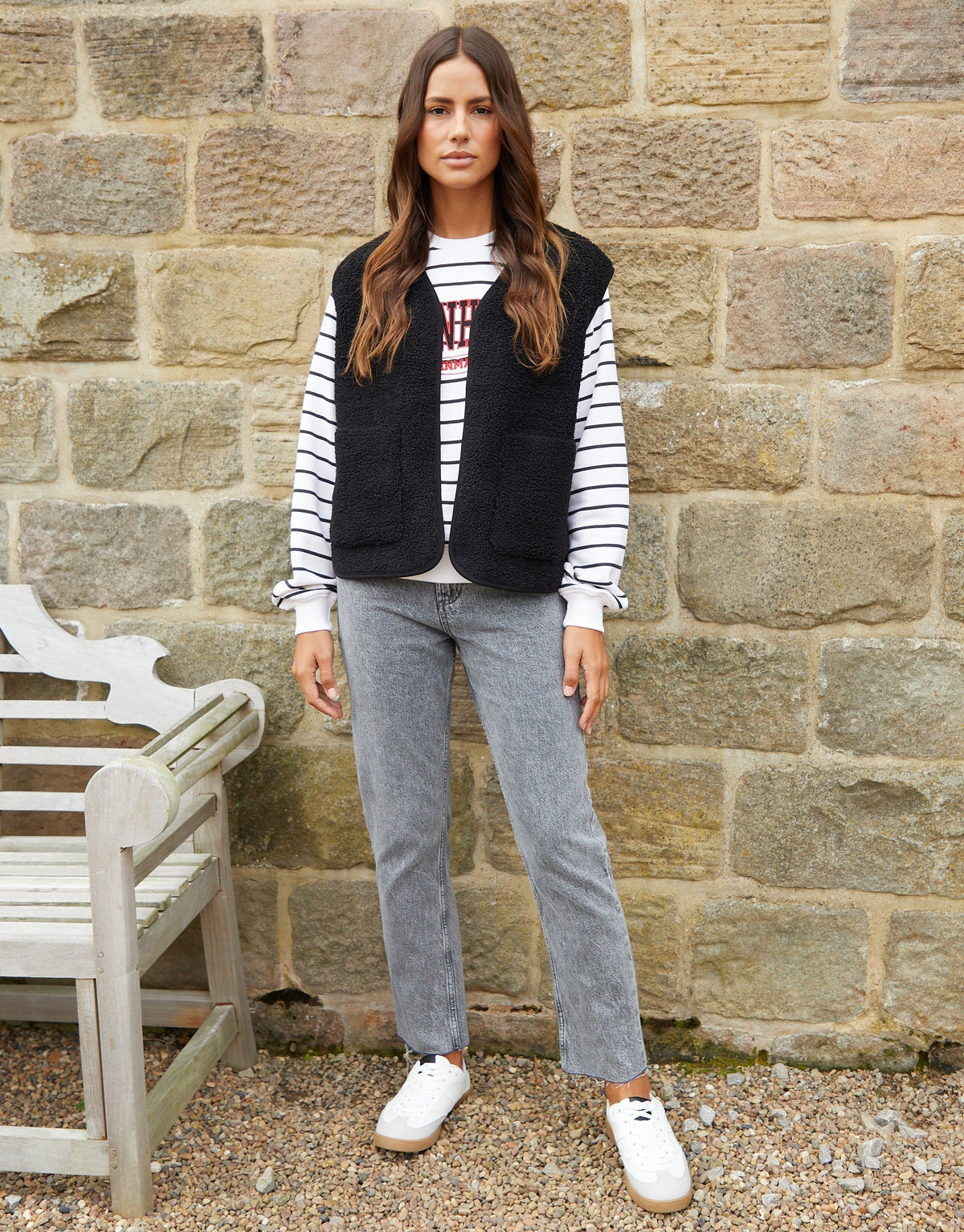 Women's Black Reversible Fleece Borg Gilet Eco Trendt. shop