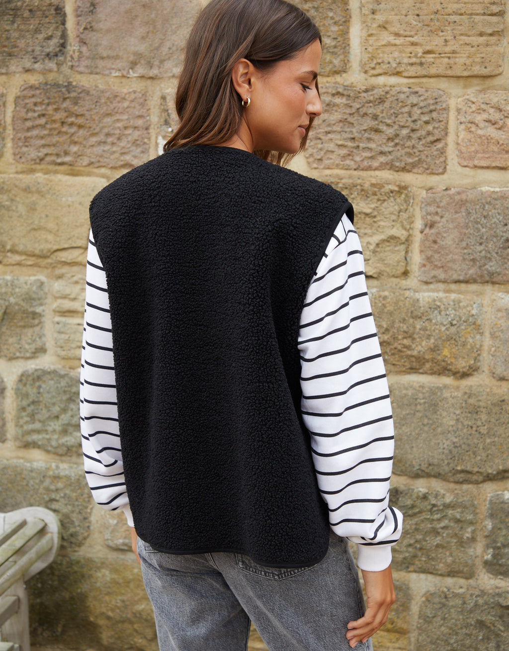 Women's Black Reversible Fleece Borg Gilet Eco Trendt. shop