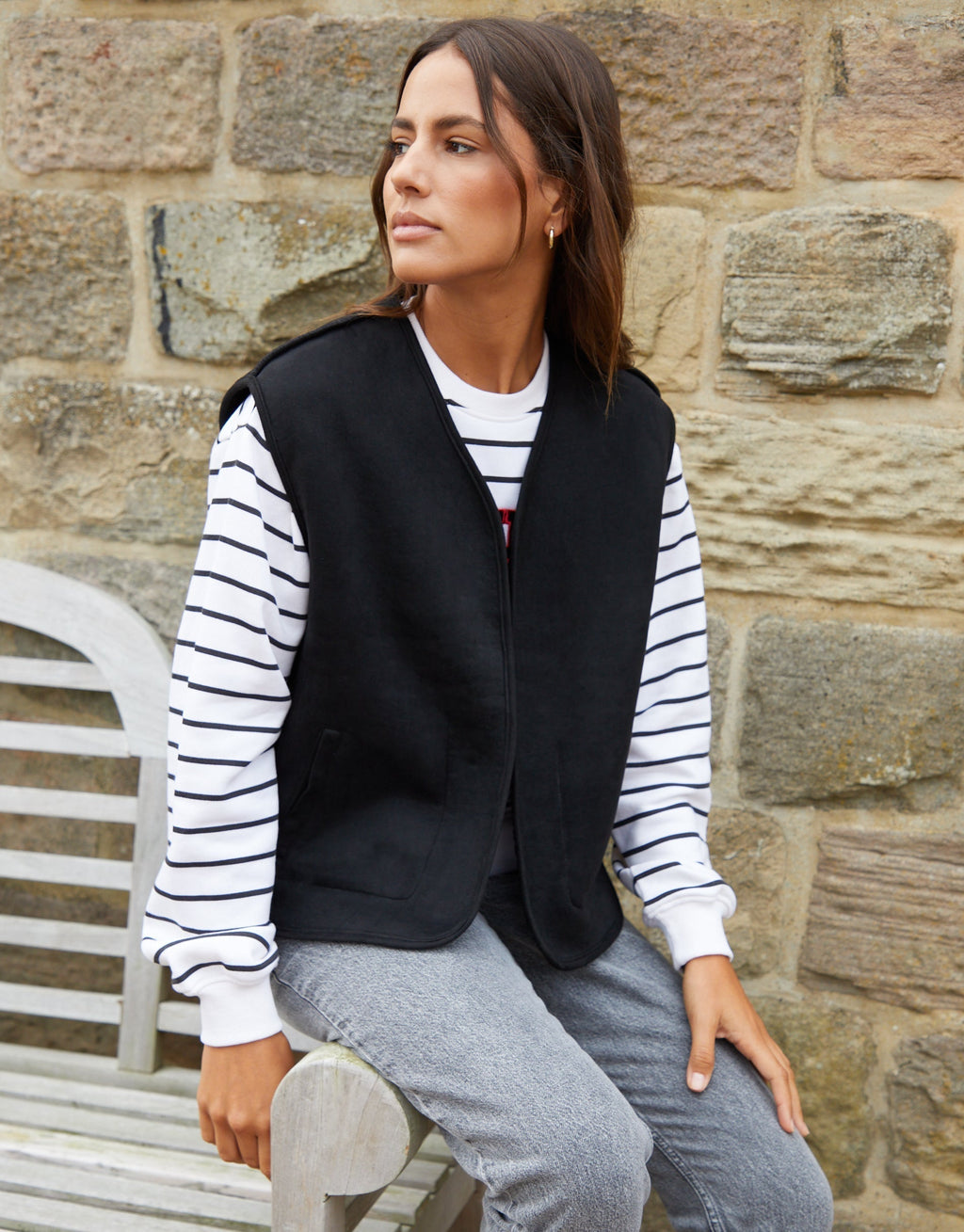 Women's Black Reversible Fleece Borg Gilet Eco Trendt. shop