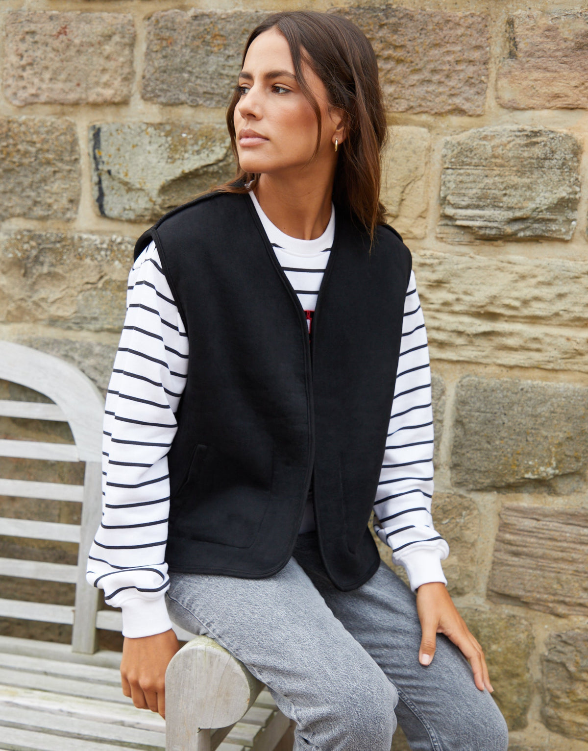 Women's Black Reversible Fleece Borg Gilet Eco Trendt. shop