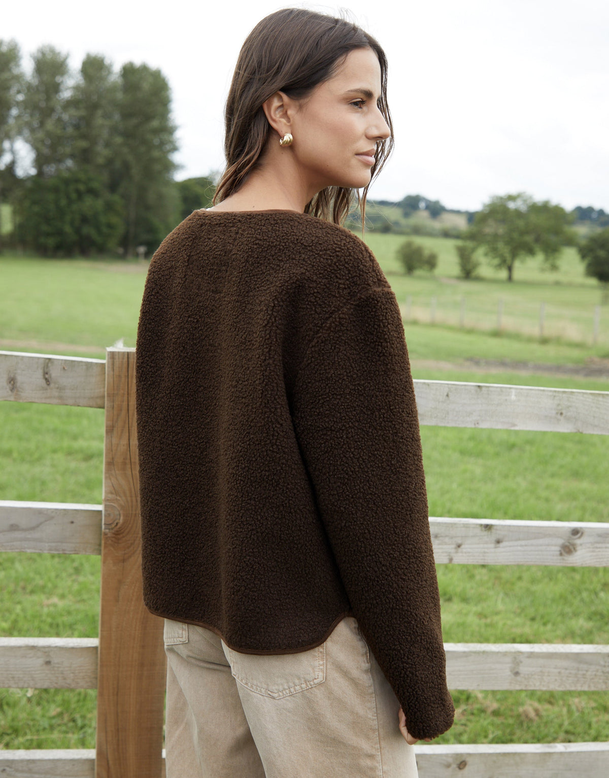 Women's Chocolate Fleece Borg Toggle Jacket Eco Trendt. shop
