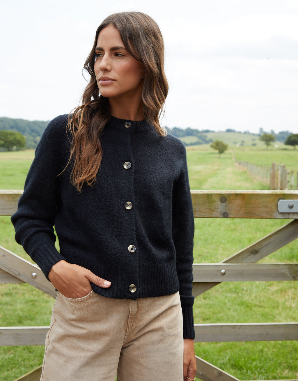 Women's Black Button Up Knitted Cardigan Eco Trendt. shop