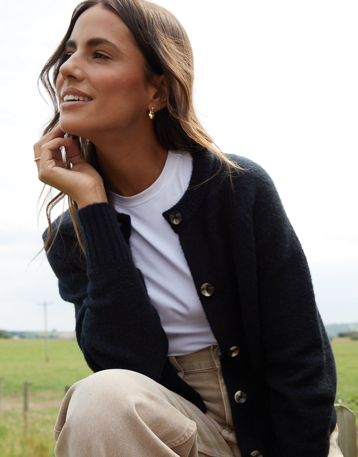 Women's Black Button Up Knitted Cardigan Eco Trendt. shop